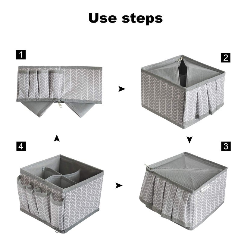 VERONLY Cosmetic Storage Bins Makeup Organizer, Adjustable Multifunction Storage Box Desk Drawer Divider for Makeup Brushes, Bathroom Countertop or Dresser, Set of 3 (Grey) - Image 5